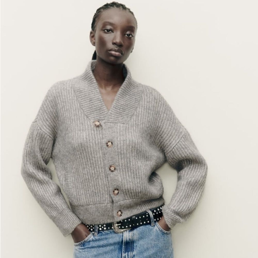 ZARA KNIT BOMBER JACKET - Picture 2 of 9